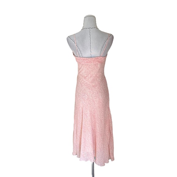 90s BCBG Silk Chiffon Pink Print Dress 20s Style Delicate Girly - Picture 7 of 15